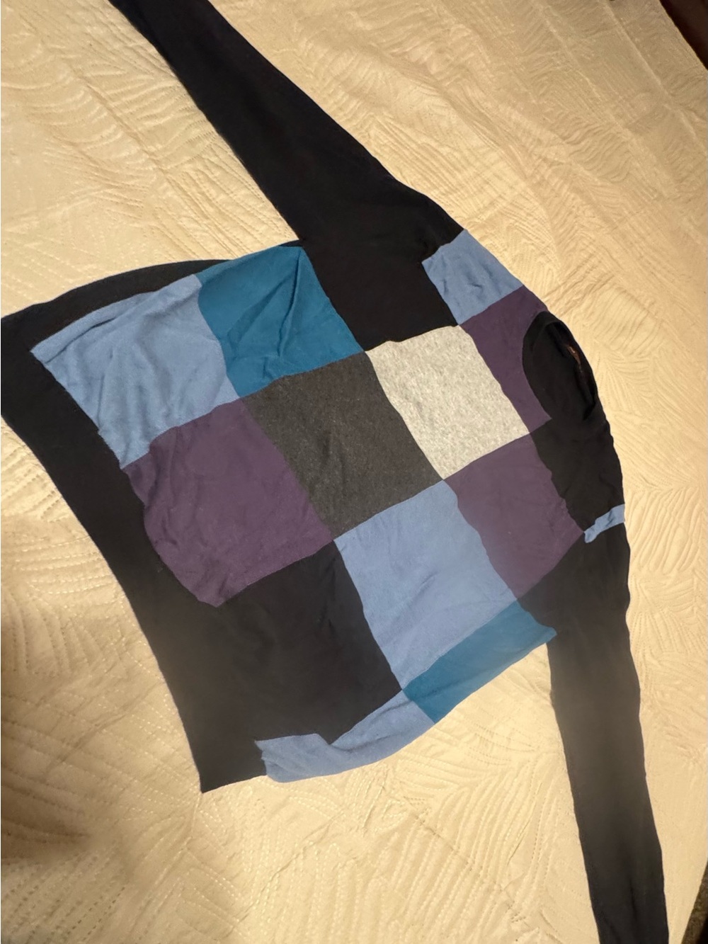 Perry Ellis Color-block Thin Black, Purple and Blue Men’s Sweater Size XL
